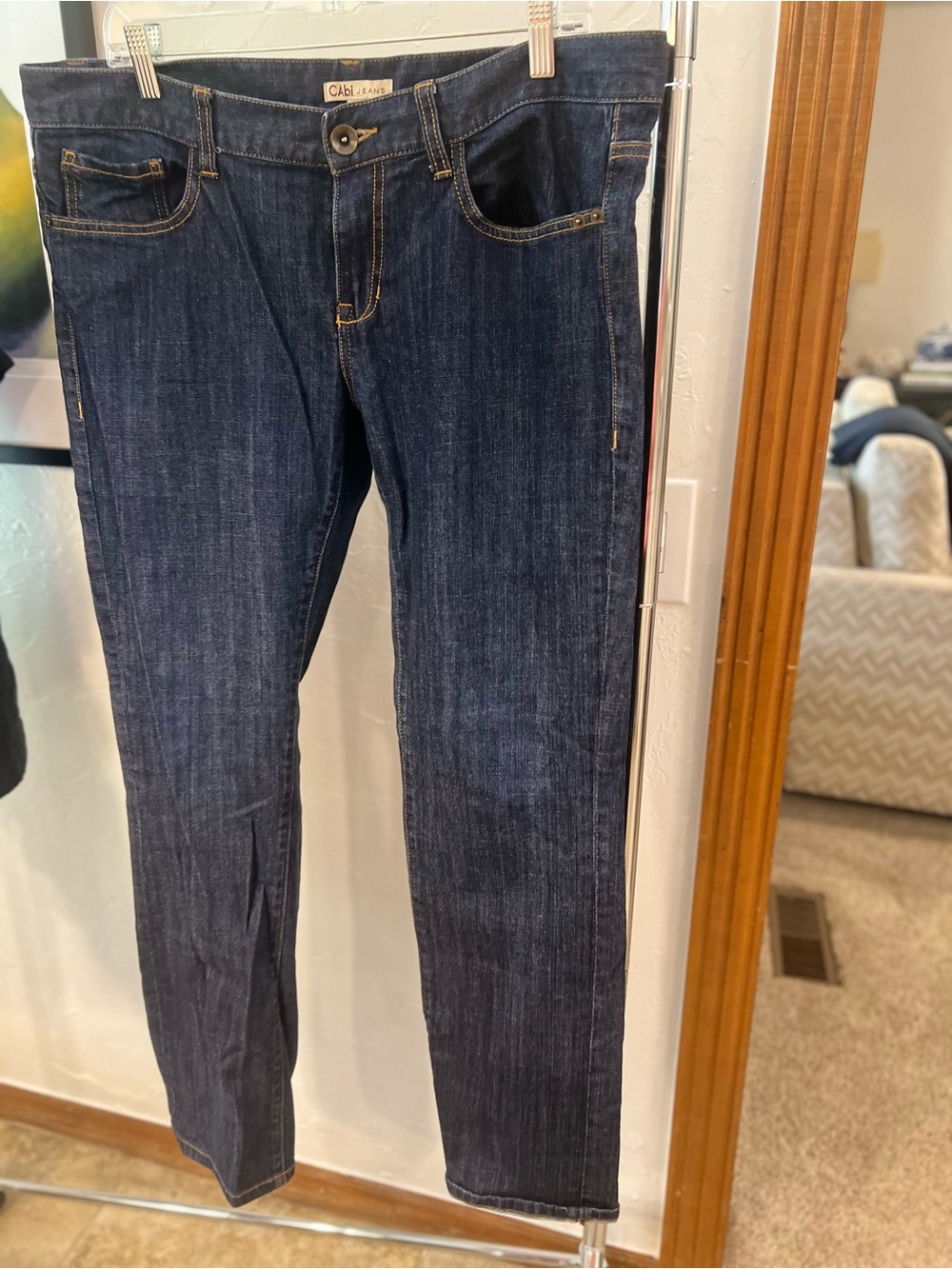 CAbi Women’s Straight Leg Jeans in Dark Blue
